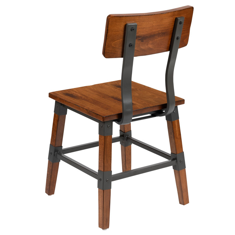 Lazro Commercial Grade Rustic Antique Industrial Style Wood Dining Chair